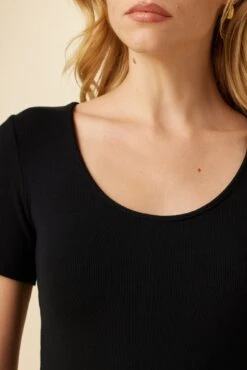 Itana Dream Rib Tee - Black -Outlet Sleek Vest Store 0018 Short Sleeve Itana Black 4