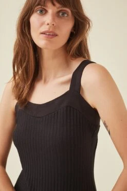 Clemmie Ribbed Tank -Outlet Sleek Vest Store 0031 CLEMMIE RIBBED BLACK 326