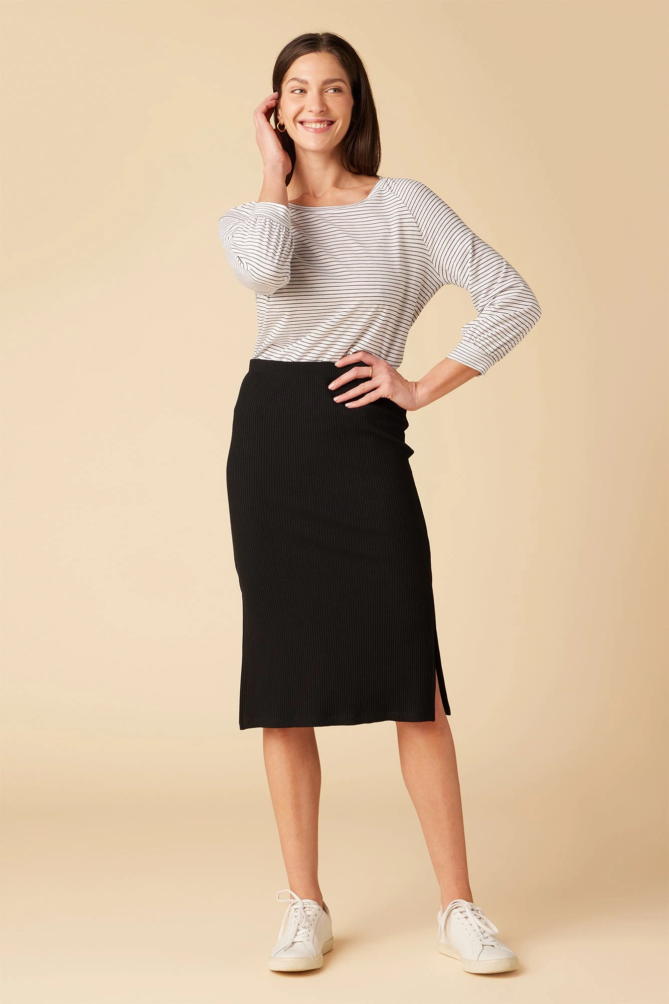 Vindy Paris Rib Skirt - Black 2 Vindy Paris Rib Skirt - Black - Image 2