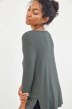 Celine 3/4 Sleeve Dream Rib Tee - Moss -Outlet Sleek Vest Store 0069 Celine Moss 1156 web 195330cb 35eb 4926 b1d8 e80d1ded81c6