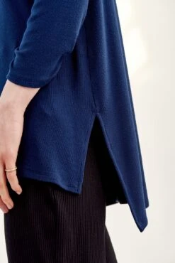 Celine 3/4 Sleeve Dream Rib Tee - Ocean -Outlet Sleek Vest Store 0069 Celine Navy 1881 web 88c5be67 c4a0 4647 abd2 20792f9c92b8