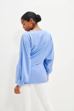 Fleur Reverie Terry Sweatshirt - Sky -Outlet Sleek Vest Store 0076 Nour Zero Waste Sweatshirt Sky 2193 web 3c65412f 48e7 4025 af9d 7ef41ffaf6fe