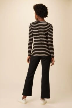 Berkeley Long Sleeve Dream Knit Tee - Black And Rose -Outlet Sleek Vest Store 0108 Berkeley Long Sleeve Black and Rose 3