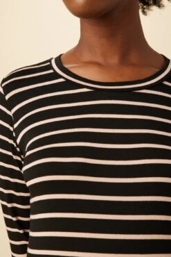 Berkeley Long Sleeve Dream Knit Tee - Black And Rose -Outlet Sleek Vest Store 0108 Berkeley Long Sleeve Black and Rose 4