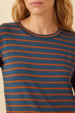 Berkeley Long Sleeve Dream Knit Tee - Azure Umber Stripe -Outlet Sleek Vest Store 0108 Long Sleeve Berkeley Basque Stripe 4 883a35b5 3c36 43d6 ab7a e5634c6a4631