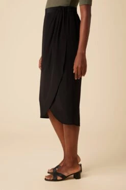 Sosi Washable Silk Wrap Skirt - Black -Outlet Sleek Vest Store 03 10173 Sosi Black 2