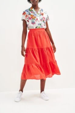 Jill Linen Skirt - Carmine -Outlet Sleek Vest Store 0404 Jill Carmine 2291 web