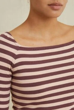 Amela 3/4 Sleeve Reverie Knit Tee - Maple Rose Stripe 7 Amela 3/4 Sleeve Reverie Knit Tee - Maple Rose Stripe -Outlet Sleek Vest Store 0590AmelaParisStripeRoseMaple 1732 web 6d7dfd96 d218 4263 af52 be587f0ab979
