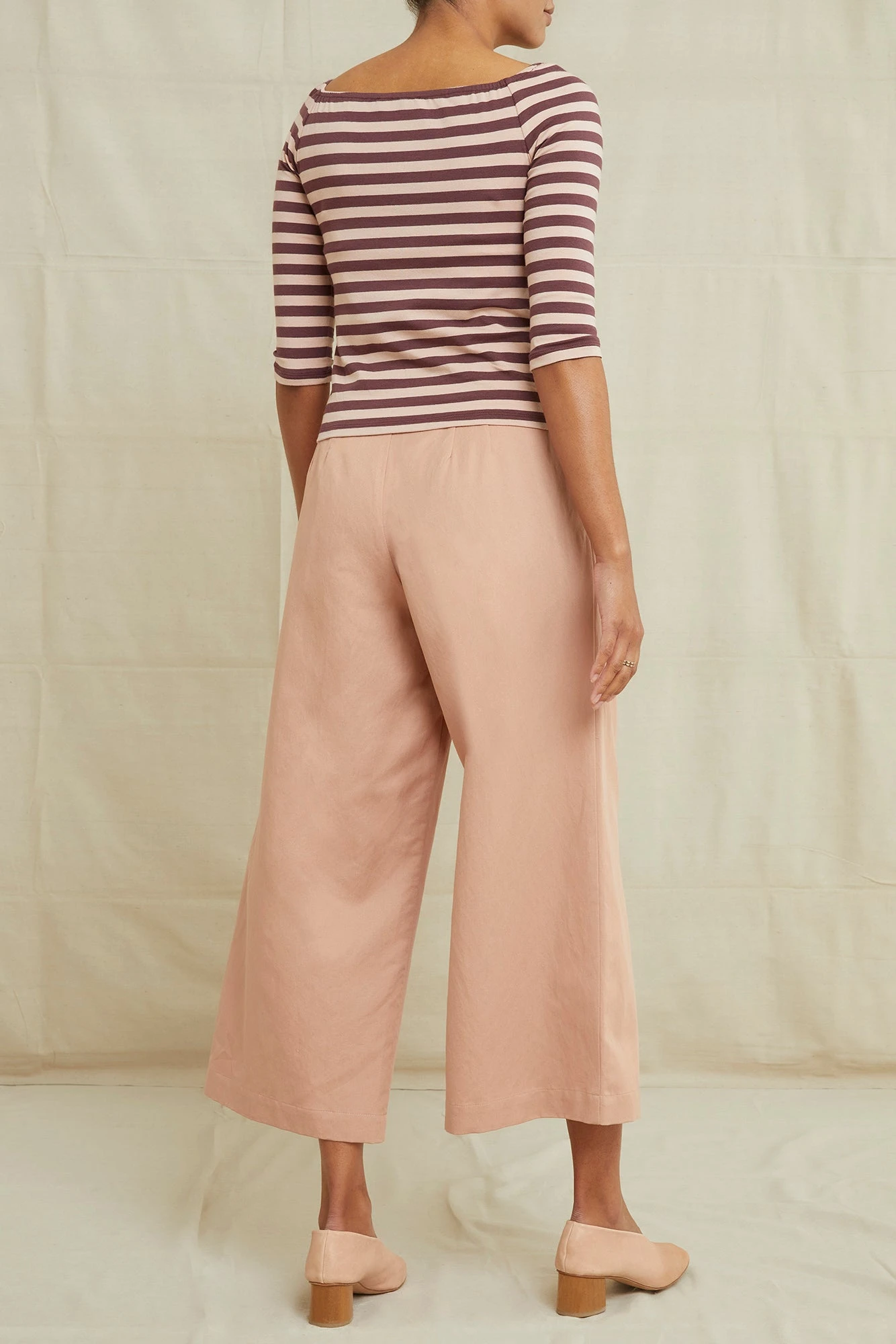 Amela 3/4 Sleeve Reverie Knit Tee - Maple Rose Stripe 3 Amela 3/4 Sleeve Reverie Knit Tee - Maple Rose Stripe - Image 3