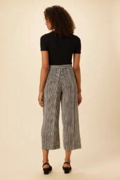 Salice Washable Silk Pants - Ink Stripe -Outlet Sleek Vest Store 0714 Salice Silk Ink Stripe 3