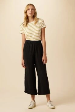 Salice Mixed Cupro Pants - Black -Outlet Sleek Vest Store 0721 Salice Mixed Media Black 4