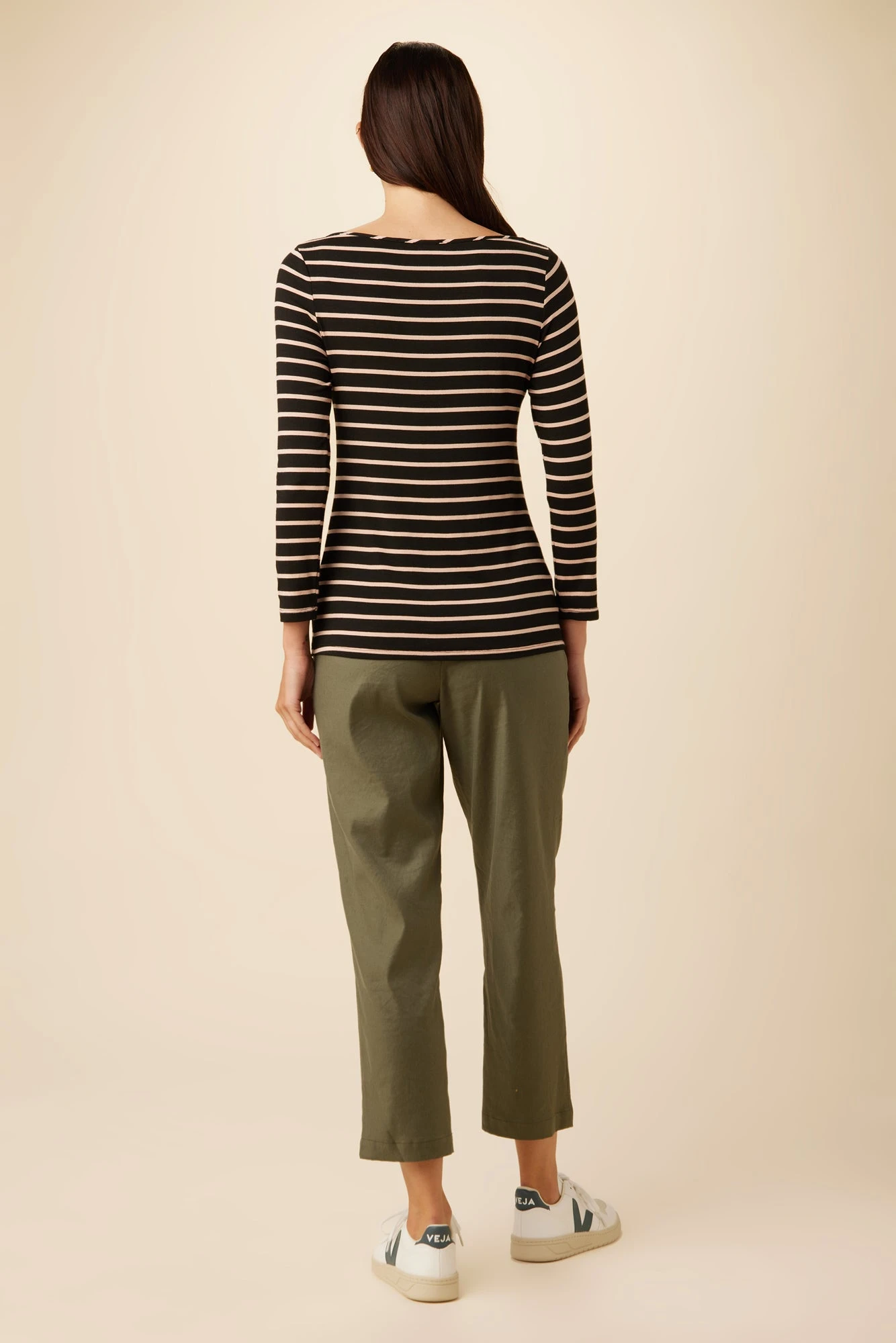 Francoise 3/4 Sleeve Dream Knit Tee - Harbor Black And Soft Pink 3 Francoise 3/4 Sleeve Dream Knit Tee - Harbor Black And Soft Pink - Image 3