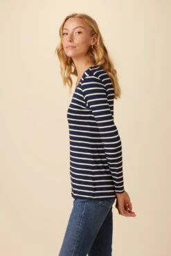 Outlet Sleek Vest Store -Outlet Sleek Vest Store 10070 LS Itana Dream Knit Basque Stripe 2