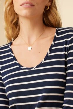 Itana Long Sleeve Dream Knit Tee - Basque Stripe -Outlet Sleek Vest Store 10070 LS Itana Dream Knit Basque Stripe 4