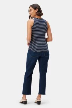 Jillian Dream Knit Tank - Navy Natural Stripe -Outlet Sleek Vest Store 10177 Jillian Stripe Amsterdam Stripe Navy Natural 3