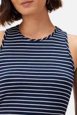 Jillian Dream Knit Tank - Navy Natural Stripe -Outlet Sleek Vest Store 10177 Jillian Stripe Amsterdam Stripe Navy Natural 4