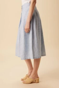 Mariah Linen Skirt - Blue Natural Stripe 7 Mariah Linen Skirt - Blue Natural Stripe -Outlet Sleek Vest Store 10205 Mariah Linen Blue Natural Stripe 2