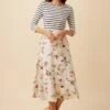 Blaze Washable Silk Skirt - Botanic Floral Ivory
