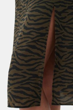 Ollie Washable Silk Skirt - Zebra Green Black -Outlet Sleek Vest Store 10235 Ollie Silk Zebra Green Black 6