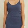 Thea Pointelle Rib Tank - Pacific Blue