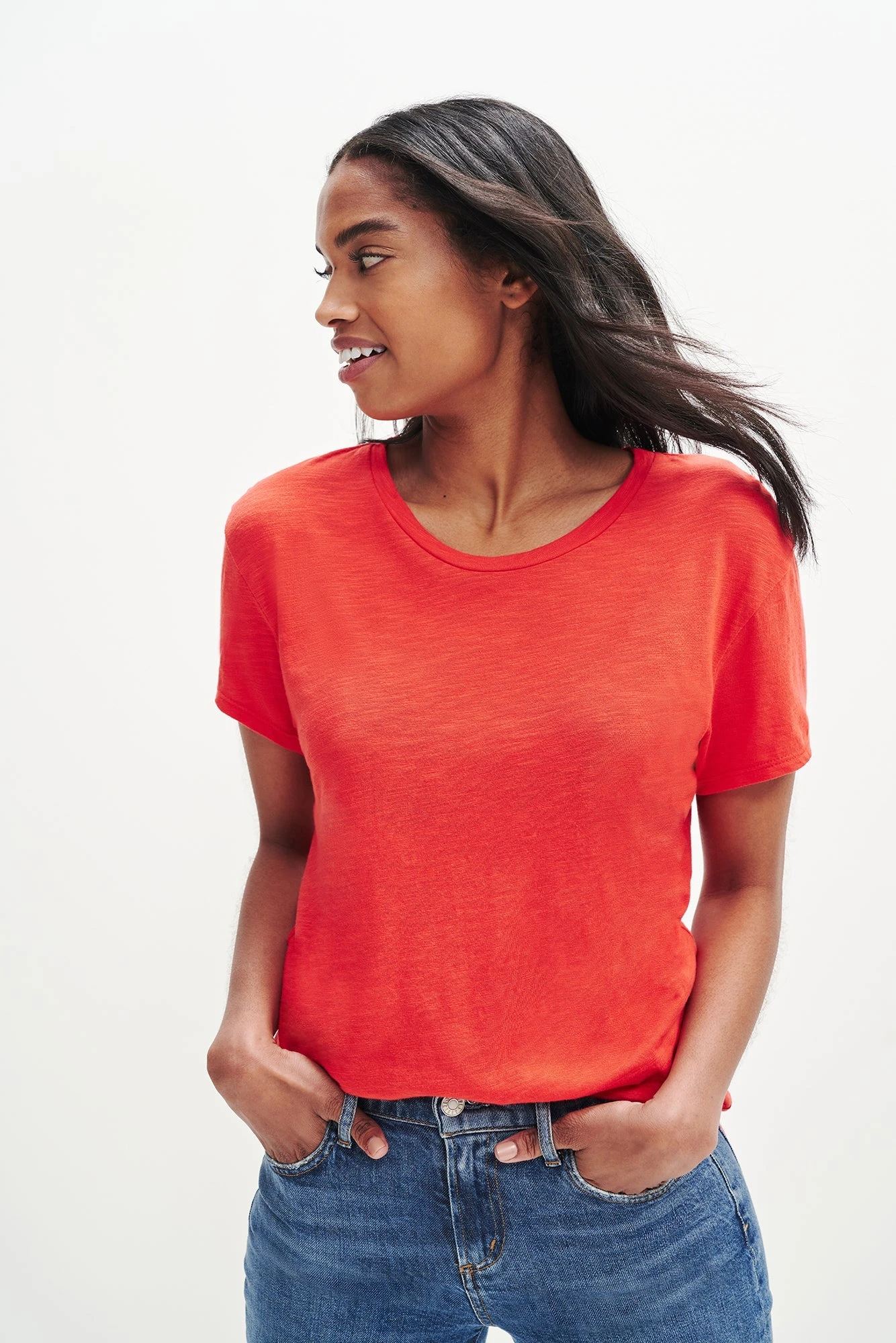 Leif Reverie Slub Tee - Carmine 1 Leif Reverie Slub Tee - Carmine