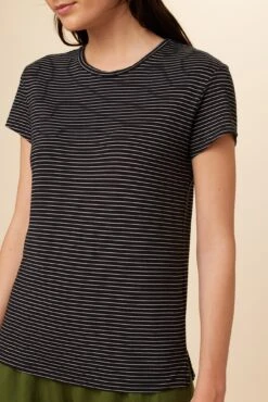 Leif Tencel Slub Tee - Gigi Black Stripe -Outlet Sleek Vest Store 1335 Leif Gigi Stripe Black 4