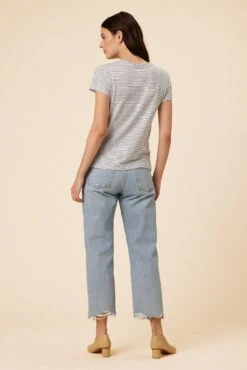 Leif Tencel Slub Tee - Gigi White Stripe -Outlet Sleek Vest Store 1335 Leif Gigi Stripe White 3