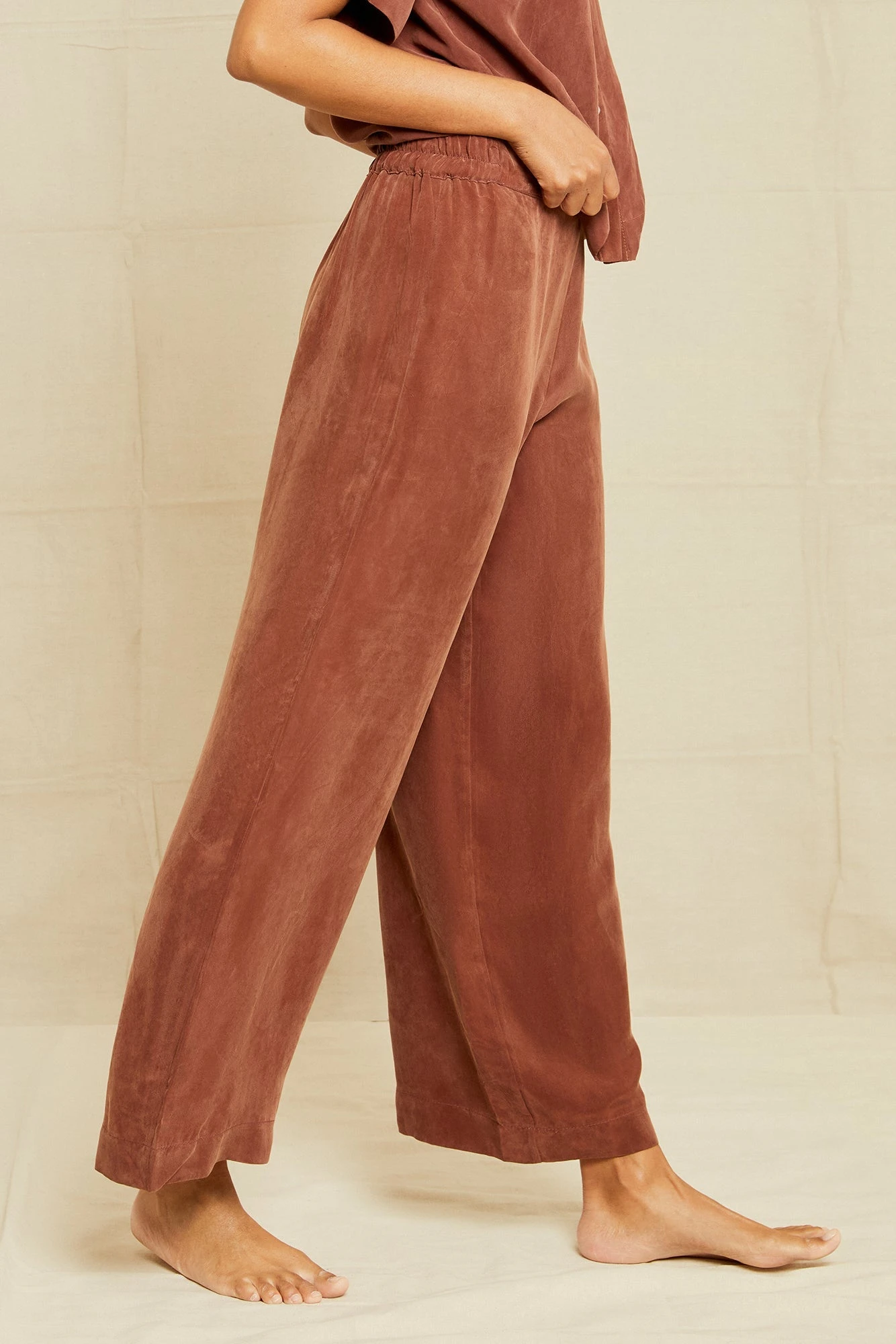 Mabel Cottonseed Cupro Pajama Pants - Earth - ReAmour 2 Mabel Cottonseed Cupro Pajama Pants - Earth - ReAmour - Image 2