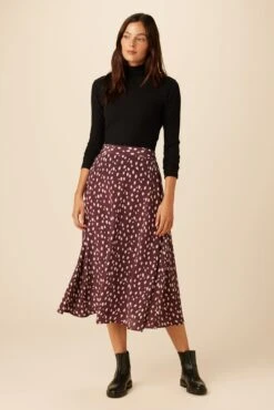 Blaze Washable Silk Skirt - Pebble Dot Plum -Outlet Sleek Vest Store 21 9838 Blaze Plum Ivory 4