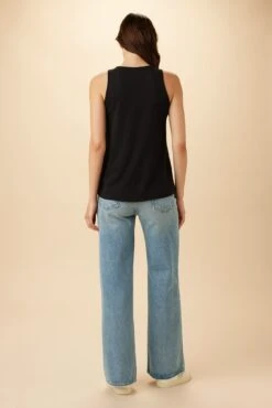 Sadie Reverie Slub Tank - Black -Outlet Sleek Vest Store 23 7951 Sadie Black 3