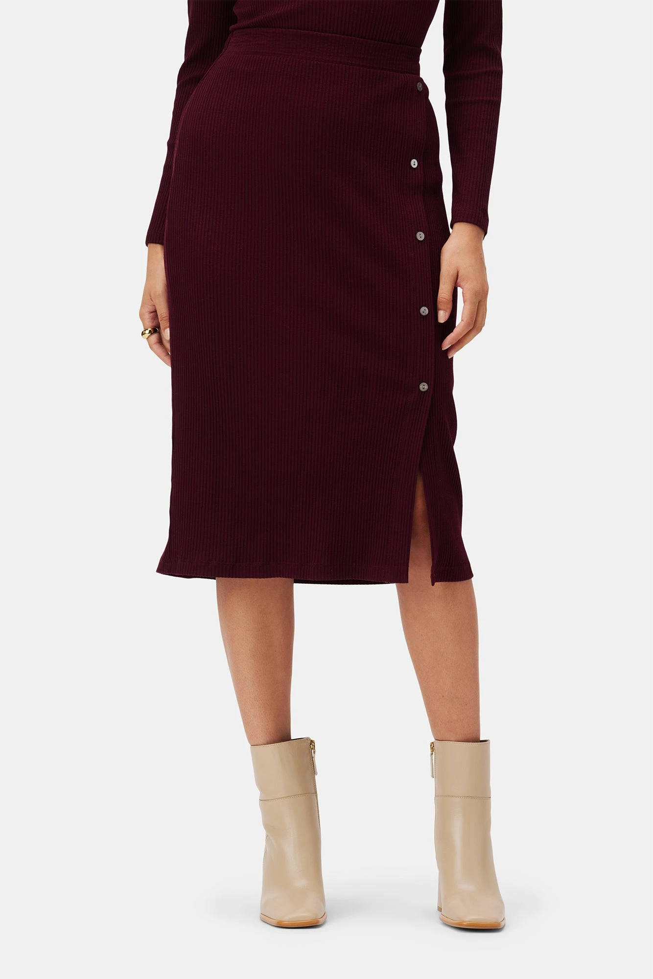 Gadot Paris Rib Skirt - Plum 2 Gadot Paris Rib Skirt - Plum - Image 2