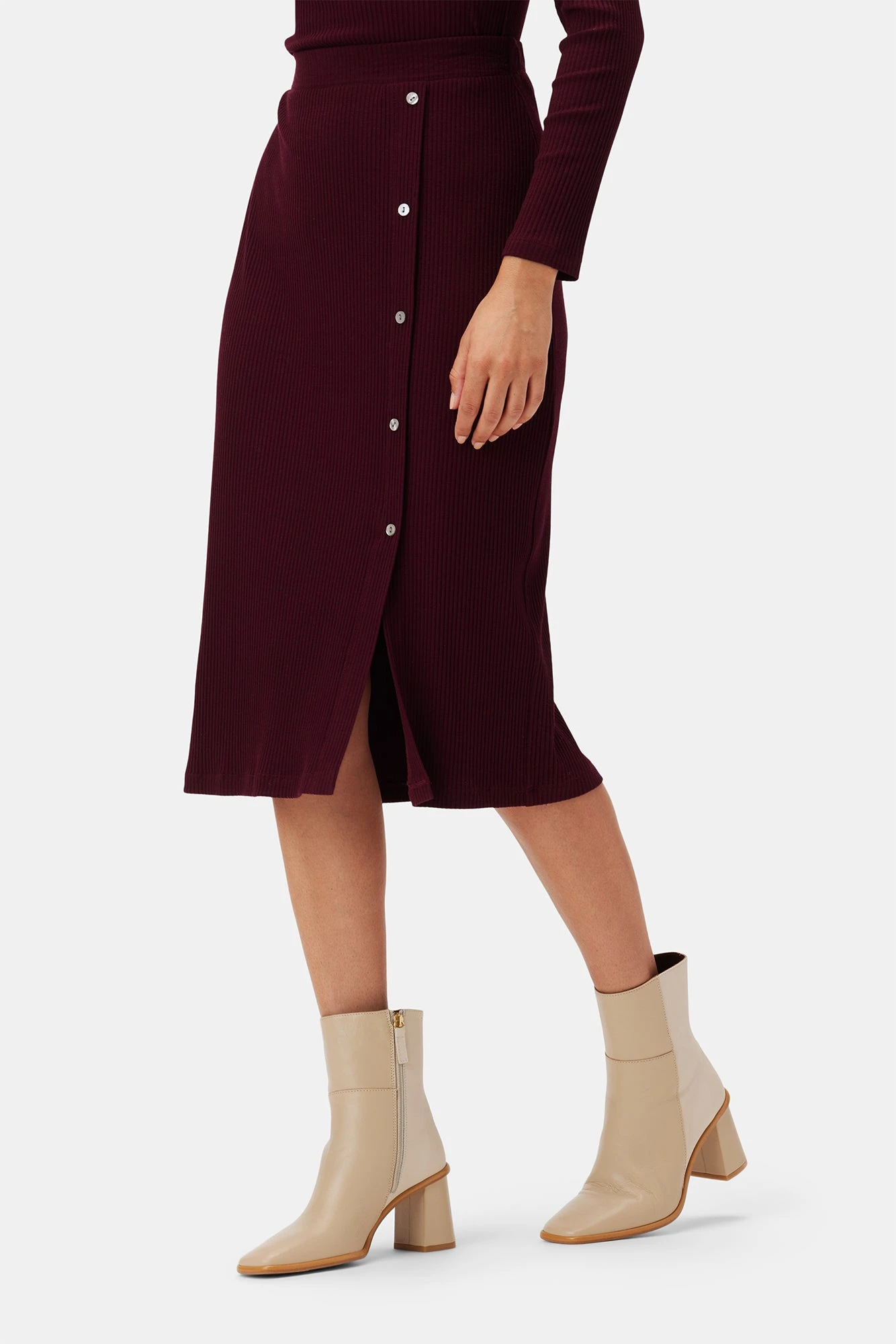 Gadot Paris Rib Skirt - Plum 3 Gadot Paris Rib Skirt - Plum - Image 3