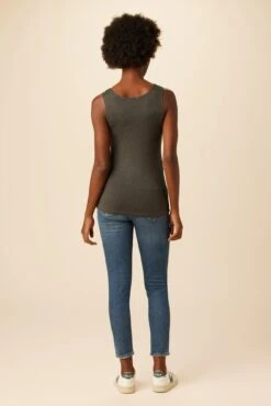 Iris Dream Knit Tank - Anthracite -Outlet Sleek Vest Store 4012 Iris Scoop Neck Tank Anthracite 3
