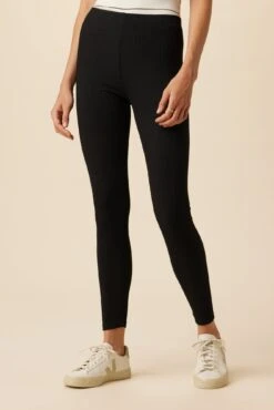 Magda Paris Rib Leggings - Black -Outlet Sleek Vest Store 4700 Magda Legging Black 1