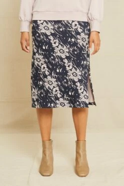 Vindy Sweater Knit Skirt - Lola Floral Blue