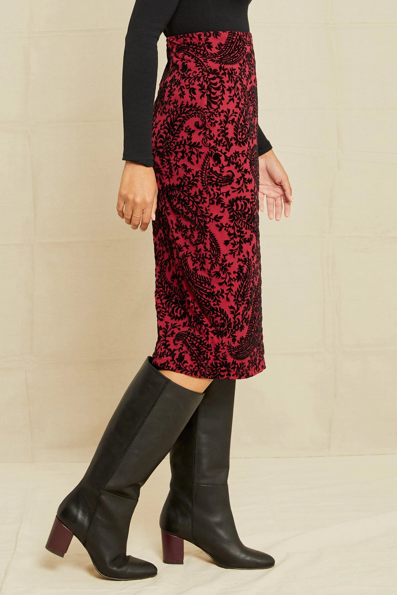 Alice Upcycled Skirt - Bordeaux Floral 2 Alice Upcycled Skirt - Bordeaux Floral - Image 2