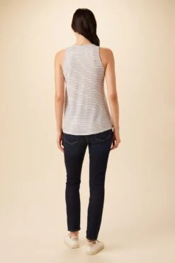 Sadie Tencel Slub Tank - Gigi White Stripe -Outlet Sleek Vest Store 7951 Sadie Gigi Stripe White 3