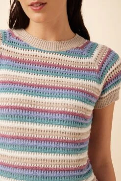 Rosario Sweater Tee - Multi Stripe -Outlet Sleek Vest Store 7953 Rosario Multi Stripe 4