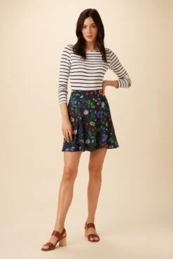 Kendra Ecovero Skirt - Stella Floral Navy -Outlet Sleek Vest Store 7958 Kendra Stella Navy 5