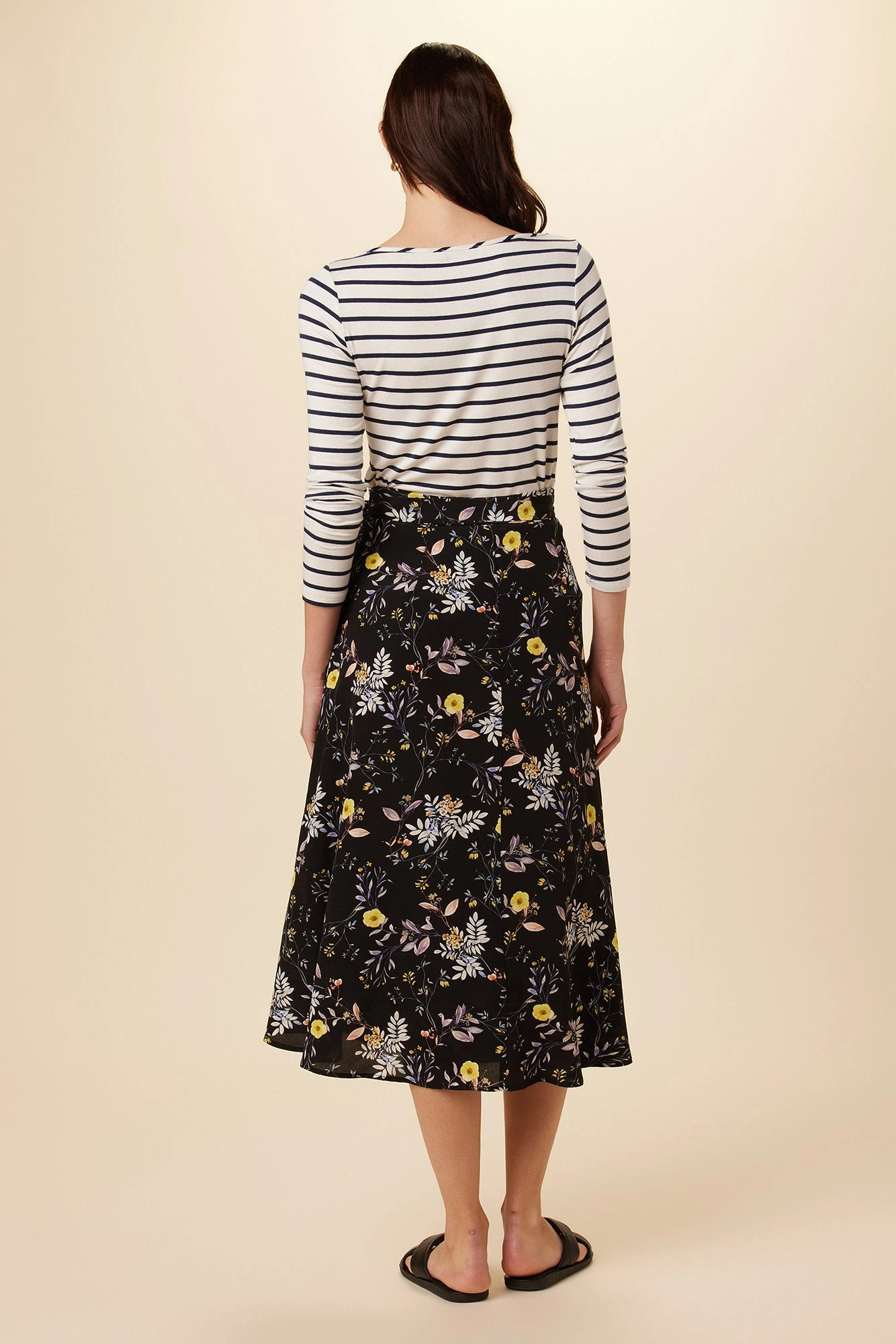 Blaze Washable Silk Wrap Skirt - French Jardin Black 3 Blaze Washable Silk Wrap Skirt - French Jardin Black - Image 3