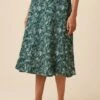 Blaze Washable Silk Wrap Skirt - Green Palm