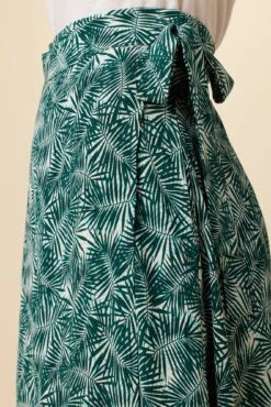 Blaze Washable Silk Wrap Skirt - Green Palm -Outlet Sleek Vest Store 7965 Wrap Blaze Green Palm 5