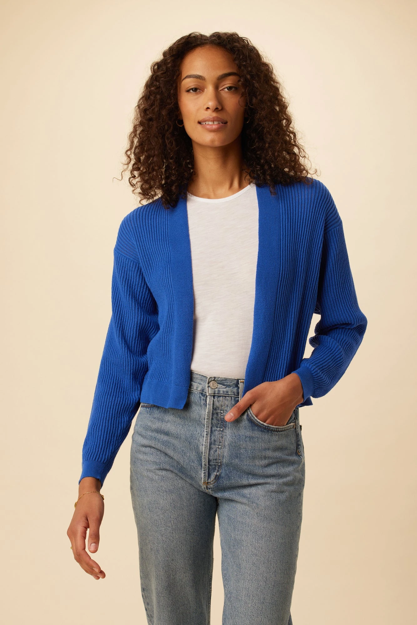 Caroline Organic Cotton Cardigan - Lapis 1 Caroline Organic Cotton Cardigan - Lapis