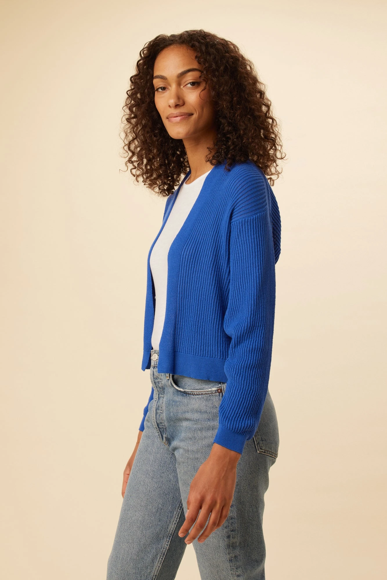 Caroline Organic Cotton Cardigan - Lapis 2 Caroline Organic Cotton Cardigan - Lapis - Image 2