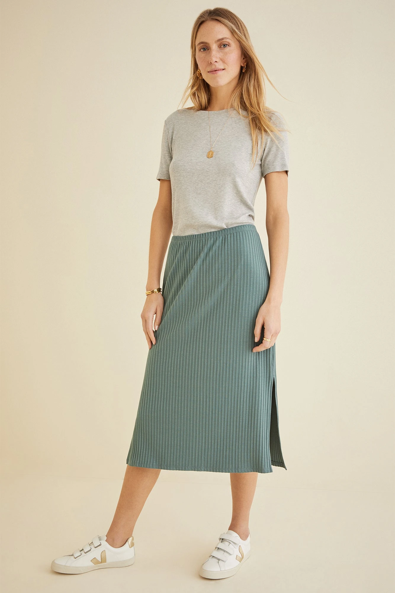Vindy Paris Rib Skirt - Balsam Green 1 Vindy Paris Rib Skirt - Balsam Green