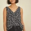 Ninette Washable Silk Tank - Pebble Dot Black - ReAmour