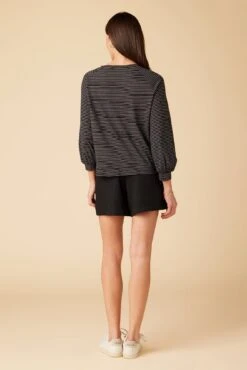 Issa Raglan Slub Tee - Gigi Black Stripe -Outlet Sleek Vest Store 9400 Issa Slub Gigi Stripe Black 3