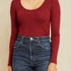 Itana Long Sleeve Dream Rib Tee - Mulberry