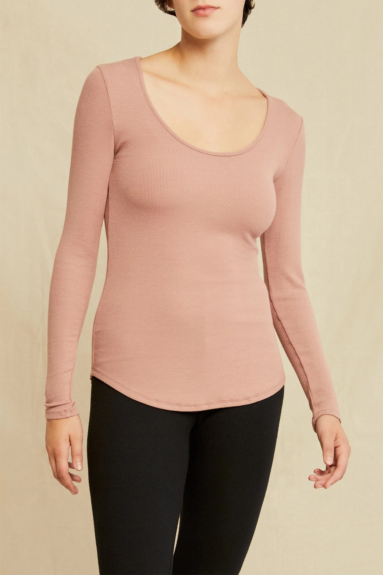 Itana Long Sleeve Dream Rib Tee - Quartz 1 Itana Long Sleeve Dream Rib Tee - Quartz