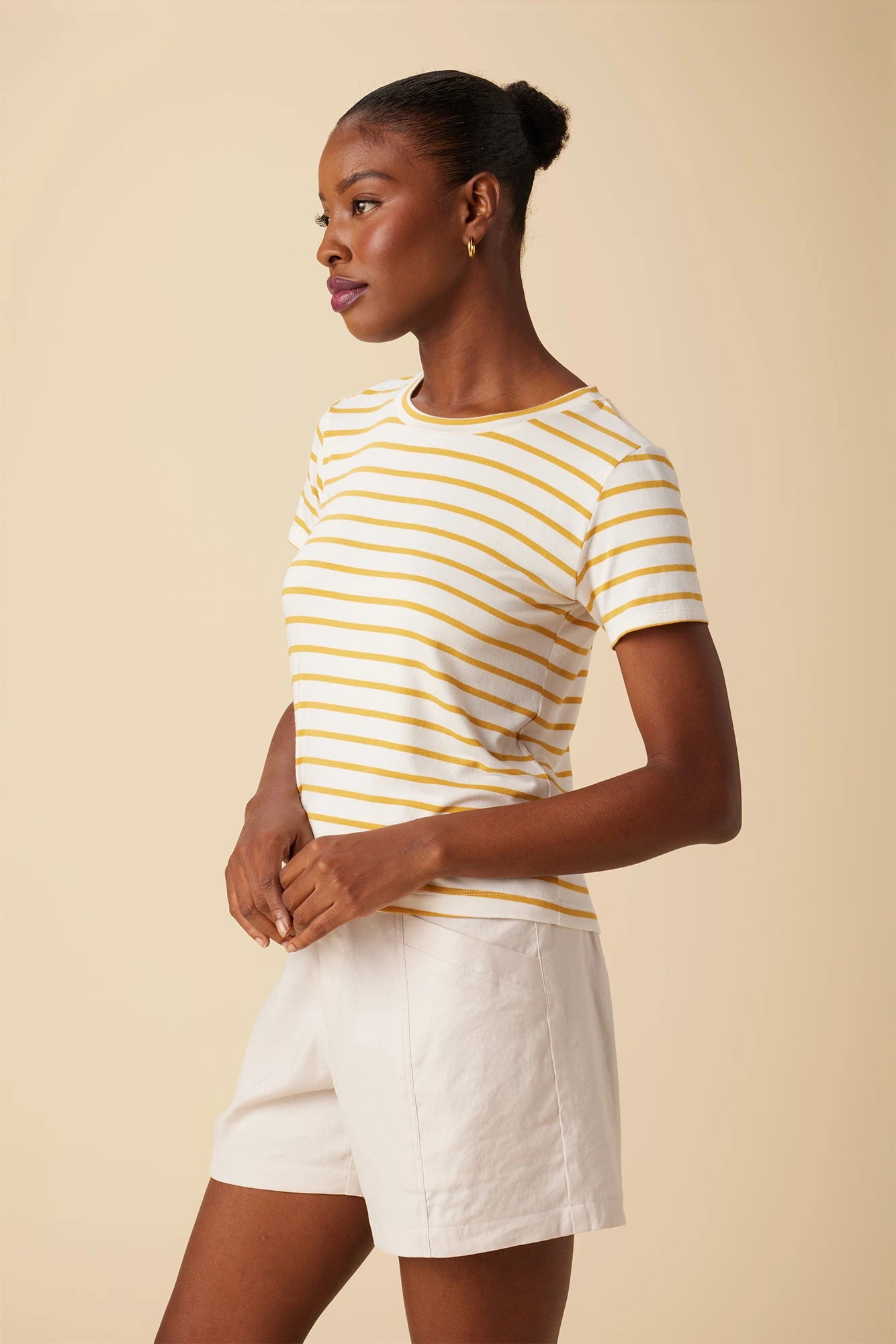 Berkeley Dream Knit Tee - Ivory Sunflower Stripe 2 Berkeley Dream Knit Tee - Ivory Sunflower Stripe - Image 2